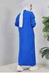 Fitilli Triko Elbise Saks Mavisi 2455 Fitilli Triko Elbise Saks Mavisi 2455