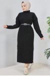 Fitilli Triko Elbise Siyah 2455 Fitilli Triko Elbise Siyah 2455
