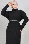 Fitilli Triko Elbise Siyah 2455 Fitilli Triko Elbise Siyah 2455