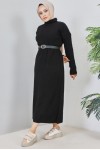 Fitilli Triko Elbise Siyah 2455 Fitilli Triko Elbise Siyah 2455