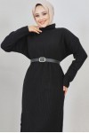 Fitilli Triko Elbise Siyah 2455 Fitilli Triko Elbise Siyah 2455