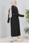 Fitilli Triko Elbise Siyah 2455 Fitilli Triko Elbise Siyah 2455