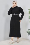 Fitilli Triko Elbise Siyah 2455 Fitilli Triko Elbise Siyah 2455