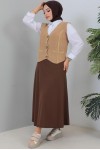 Düğme Detaylı Kısa Süveter Camel 2440 Düğme Detaylı Kısa Süveter Camel 2440