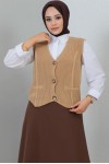 Düğme Detaylı Kısa Süveter Camel 2440 Düğme Detaylı Kısa Süveter Camel 2440