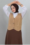 Düğme Detaylı Kısa Süveter Camel 2440 Düğme Detaylı Kısa Süveter Camel 2440