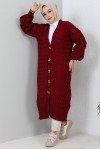 Örme Desenli Triko Hırka Bordo 2453 Örme Desenli Triko Hırka Bordo 2453