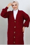 Örme Desenli Triko Hırka Bordo 2453 Örme Desenli Triko Hırka Bordo 2453