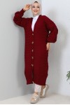 Örme Desenli Triko Hırka Bordo 2453 Örme Desenli Triko Hırka Bordo 2453