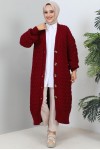 Örme Desenli Triko Hırka Bordo 2453 Örme Desenli Triko Hırka Bordo 2453
