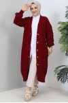 Örme Desenli Triko Hırka Bordo 2453 Örme Desenli Triko Hırka Bordo 2453