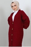 Örme Desenli Triko Hırka Bordo 2453 Örme Desenli Triko Hırka Bordo 2453