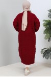 Örme Desenli Triko Hırka Bordo 2453 Örme Desenli Triko Hırka Bordo 2453