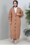 Örme Desenli Triko Hırka Camel 2453 Örme Desenli Triko Hırka Camel 2453