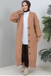 Örme Desenli Triko Hırka Camel 2453 Örme Desenli Triko Hırka Camel 2453