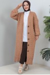 Örme Desenli Triko Hırka Camel 2453 Örme Desenli Triko Hırka Camel 2453
