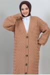 Örme Desenli Triko Hırka Camel 2453 Örme Desenli Triko Hırka Camel 2453