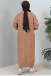 Örme Desenli Triko Hırka Camel 2453 Örme Desenli Triko Hırka Camel 2453