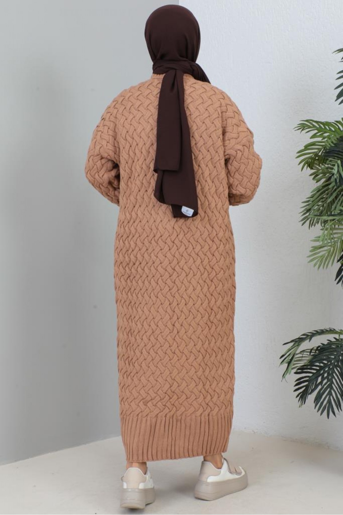 Örme Desenli Triko Hırka Camel 2453 Örme Desenli Triko Hırka Camel 2453