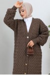 Örme Desenli Triko Hırka Kahverengi 2453 Örme Desenli Triko Hırka Kahverengi 2453