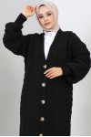  Örme Desenli Triko Hırka Siyah 2453