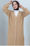 Tesettür Triko Hırka Camel 2454 Tesettür Triko Hırka Camel 2454