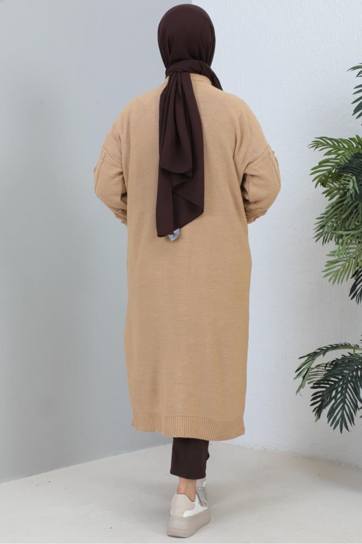 Tesettür Triko Hırka Camel 2454 Tesettür Triko Hırka Camel 2454
