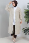 Tesettür Triko Hırka Taş Rengi 2454 Tesettür Triko Hırka Taş Rengi 2454