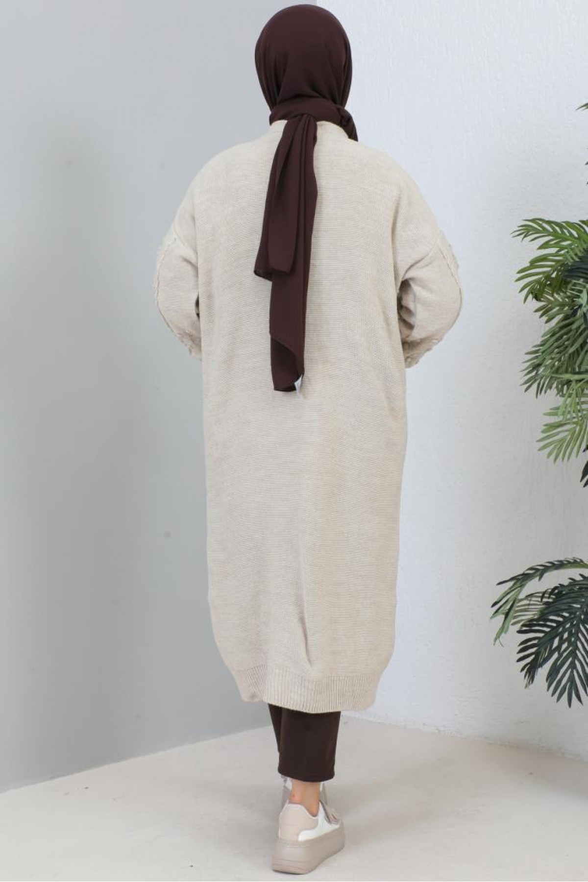 Tesettür Triko Hırka Taş Rengi 2454 Tesettür Triko Hırka Taş Rengi 2454