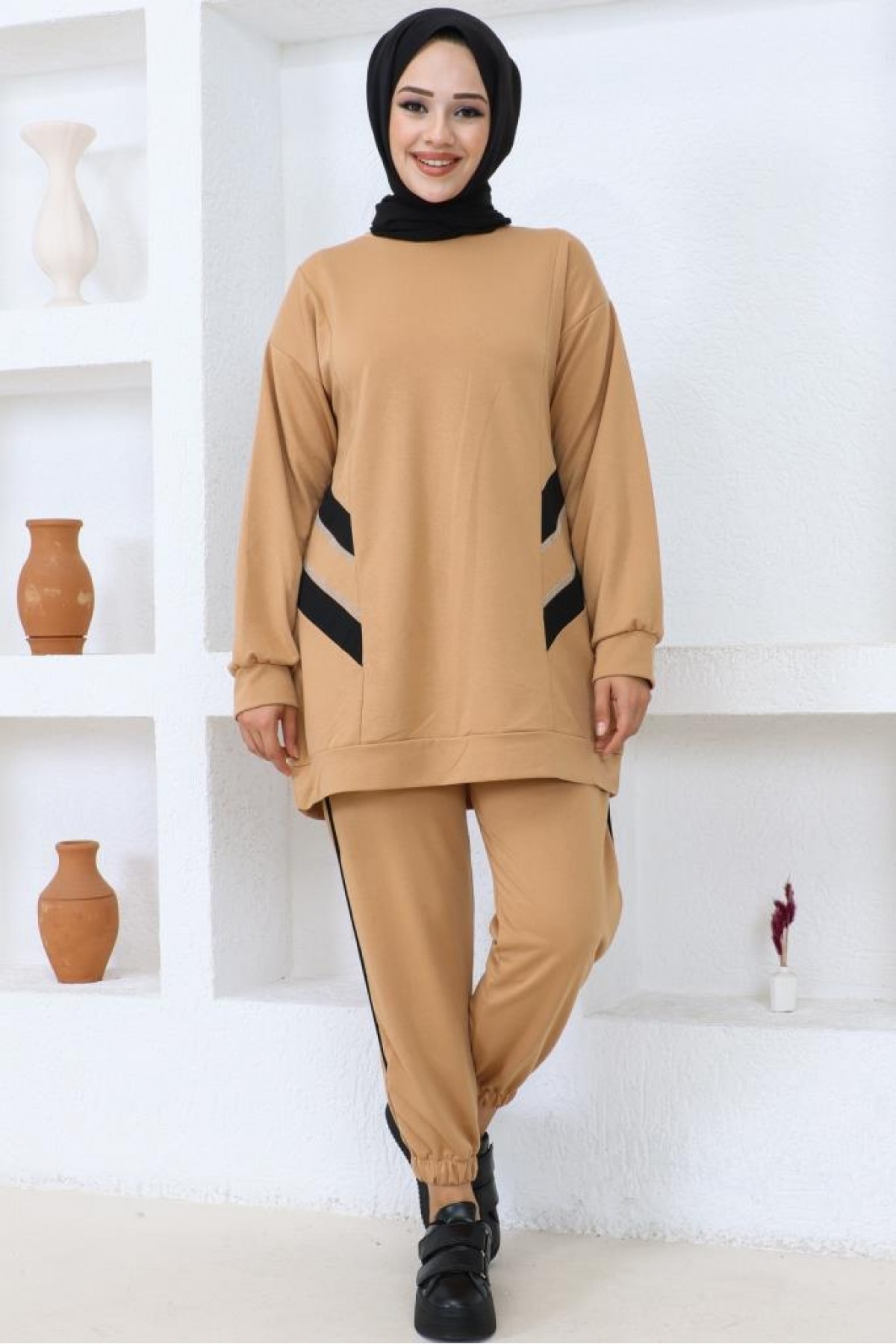 İki İplik Tesettür Takım Camel 3401 İki İplik Tesettür Takım Camel 3401