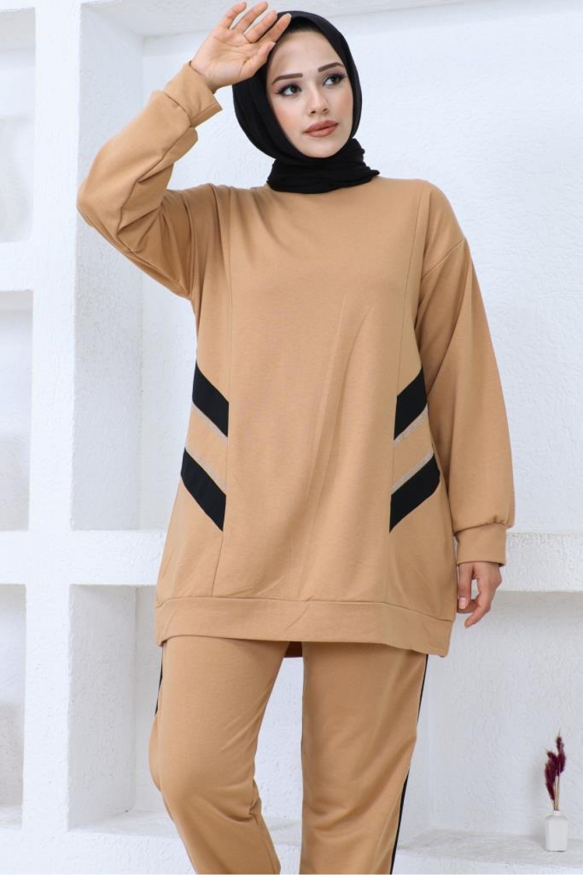 İki İplik Tesettür Takım Camel 3401 İki İplik Tesettür Takım Camel 3401