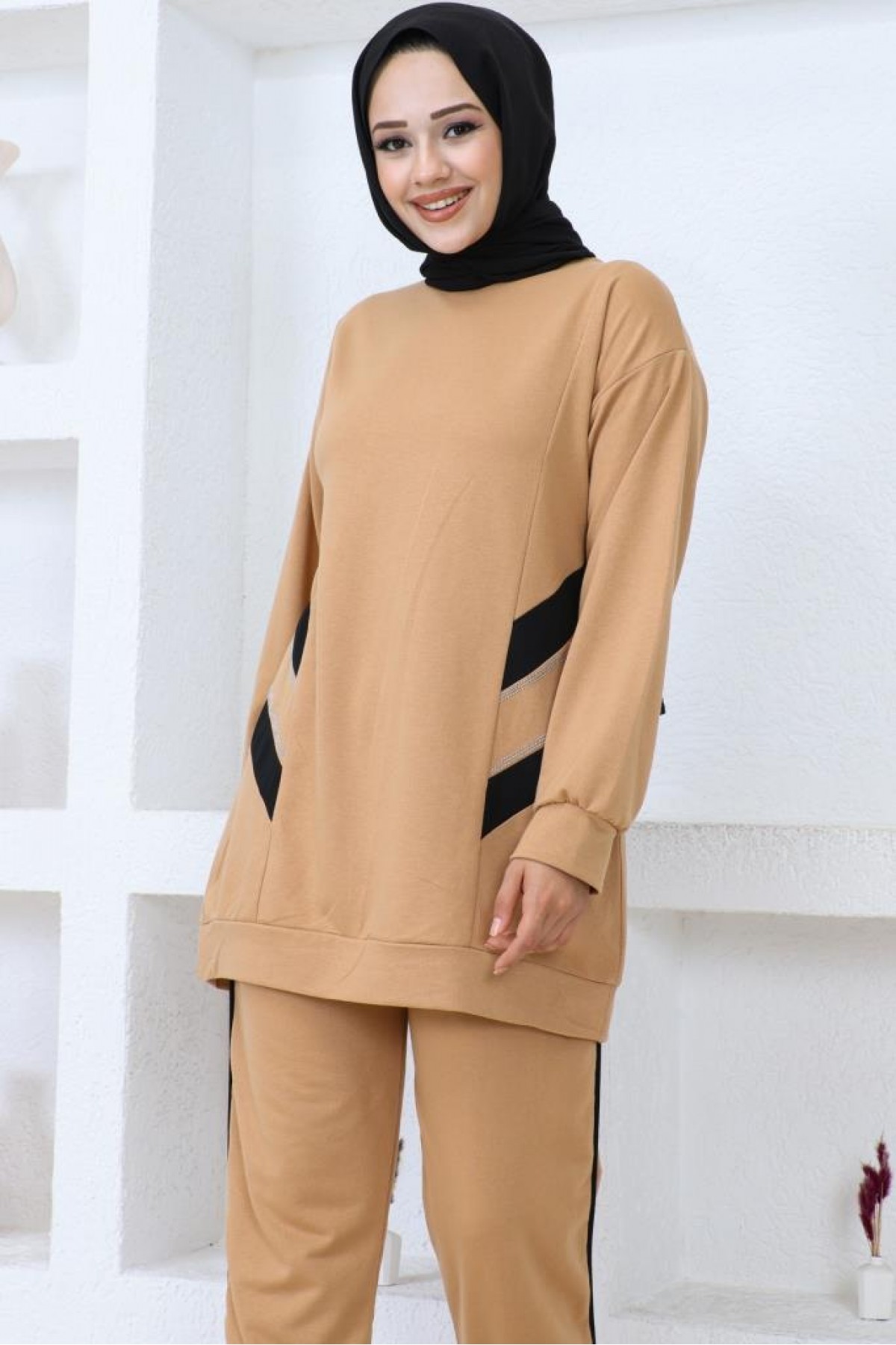 İki İplik Tesettür Takım Camel 3401 İki İplik Tesettür Takım Camel 3401