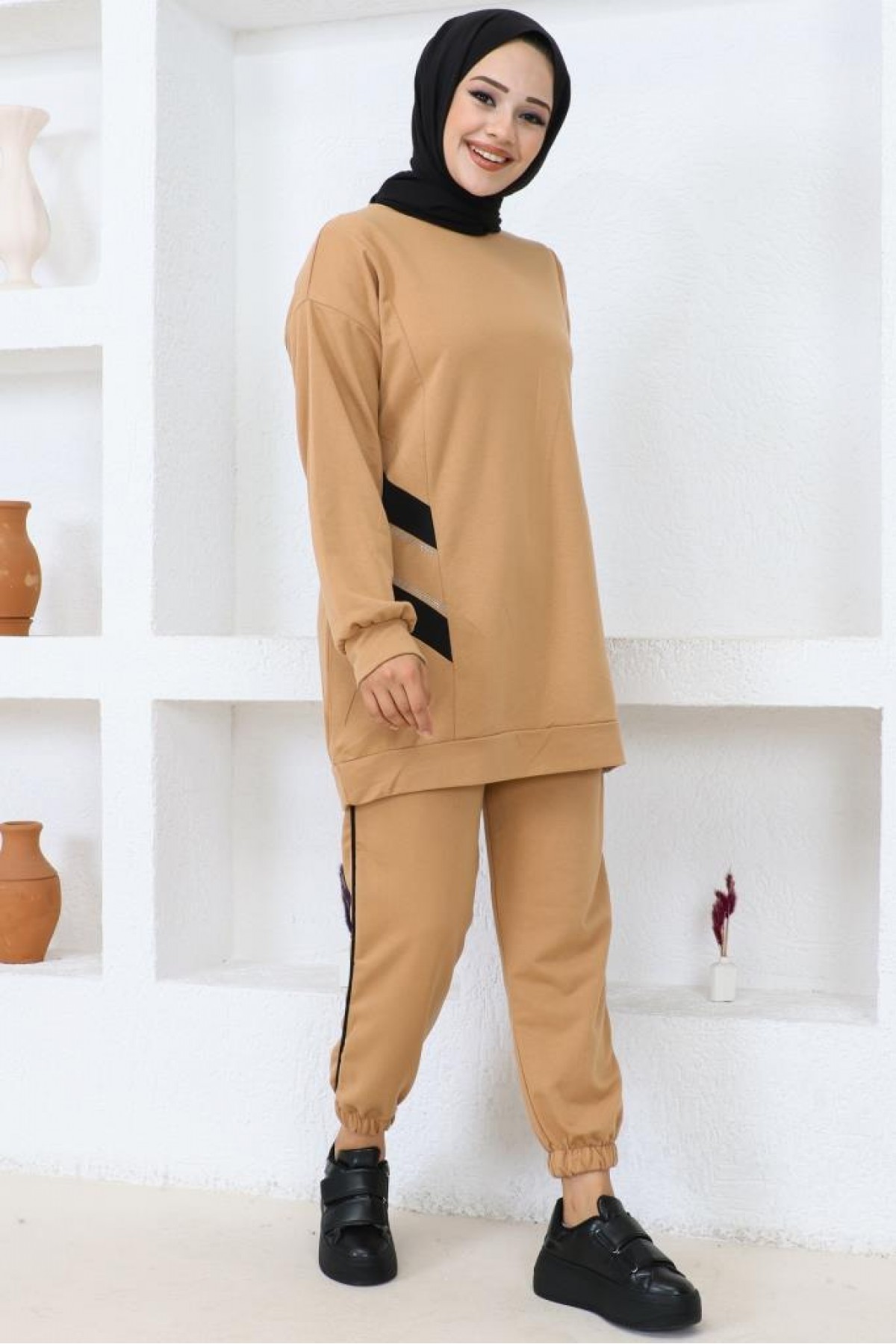İki İplik Tesettür Takım Camel 3401 İki İplik Tesettür Takım Camel 3401