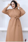Üç İplik Kapüşonlu Elbise Camel 5651 Üç İplik Kapüşonlu Elbise Camel 5651