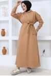 Üç İplik Kapüşonlu Elbise Camel 5651 Üç İplik Kapüşonlu Elbise Camel 5651