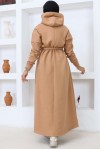 Üç İplik Kapüşonlu Elbise Camel 5651 Üç İplik Kapüşonlu Elbise Camel 5651