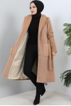 Beli Kuşaklı Kürk Kaban Camel 1069 Beli Kuşaklı Kürk Kaban Camel 1069