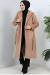 Beli Kuşaklı Kürk Kaban Camel 1069 Beli Kuşaklı Kürk Kaban Camel 1069