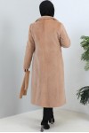 Beli Kuşaklı Kürk Kaban Camel 1069 Beli Kuşaklı Kürk Kaban Camel 1069