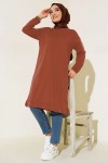 Yanları Yırtmaçlı Basic Uzun Tunik Kiremit 1983 Yanları Yırtmaçlı Basic Uzun Tunik Kiremit 1983