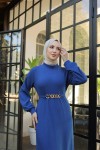 Tokalı Kuşaklı Elbise Saks Mavisi 3831 Tokalı Kuşaklı Elbise Saks Mavisi 3831