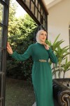 Tokalı Kuşaklı Elbise Zümrüt Yeşili 3831 Tokalı Kuşaklı Elbise Zümrüt Yeşili 3831