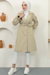 Kolu Lastikli Trençkot Krem 8441 Kolu Lastikli Trençkot Krem 8441