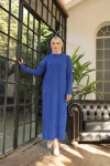 Yaka Fermuarlı Fitilli Uzun Triko Elbise Saks Mavisi 11026 Yaka Fermuarlı Fitilli Uzun Triko Elbise Saks Mavisi 11026