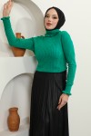 Boğazı Ve Kolu Fırfırlı Balıkçı Yaka Triko Bady Zümrüt Yeşili 5016 Boğazı Ve Kolu Fırfırlı Balıkçı Yaka Triko Bady Zümrüt Yeşili 5016