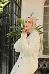 Örme Desenli Triko Hırka Ekru 2453 Örme Desenli Triko Hırka Ekru 2453