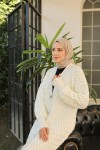 Örme Desenli Triko Hırka Ekru 2453 Örme Desenli Triko Hırka Ekru 2453