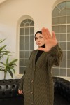  Örme Desenli Triko Hırka Haki 2453