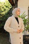 Örme Desenli Triko Hırka Taş Rengi 2453 Örme Desenli Triko Hırka Taş Rengi 2453