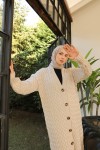 Örme Desenli Triko Hırka Taş Rengi 2453 Örme Desenli Triko Hırka Taş Rengi 2453